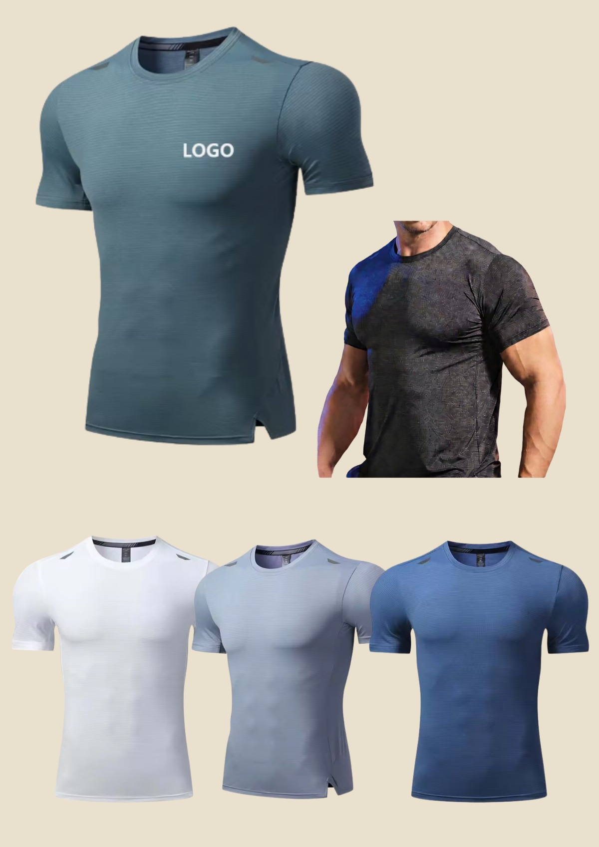 Camiseta lycra/poliéster de desgaste activo