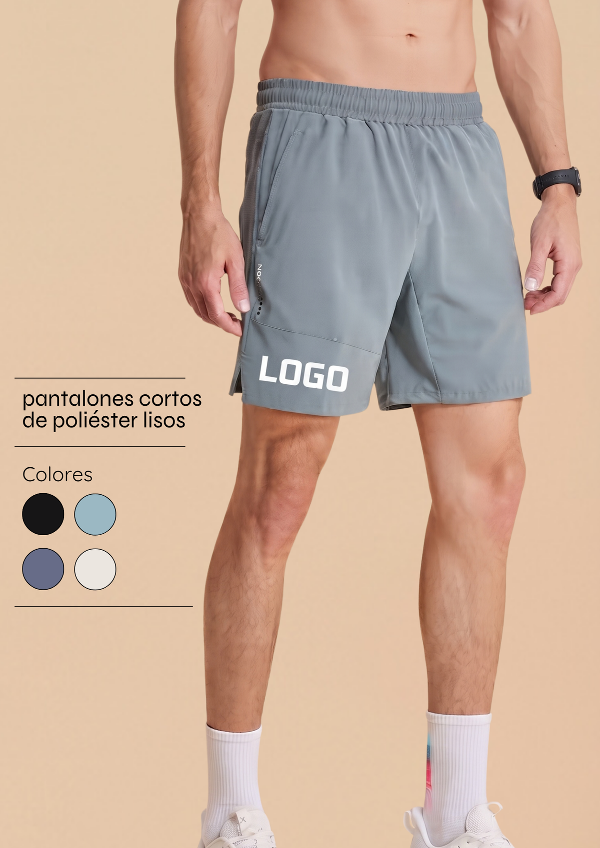 Pantalones cortos de poliéster lisos